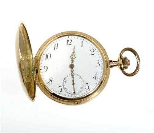 Appraisal: GOLD POCKET WATCH SAVONNETTE MODEL Switzerland ca Yellow gold Guilloche-decorated