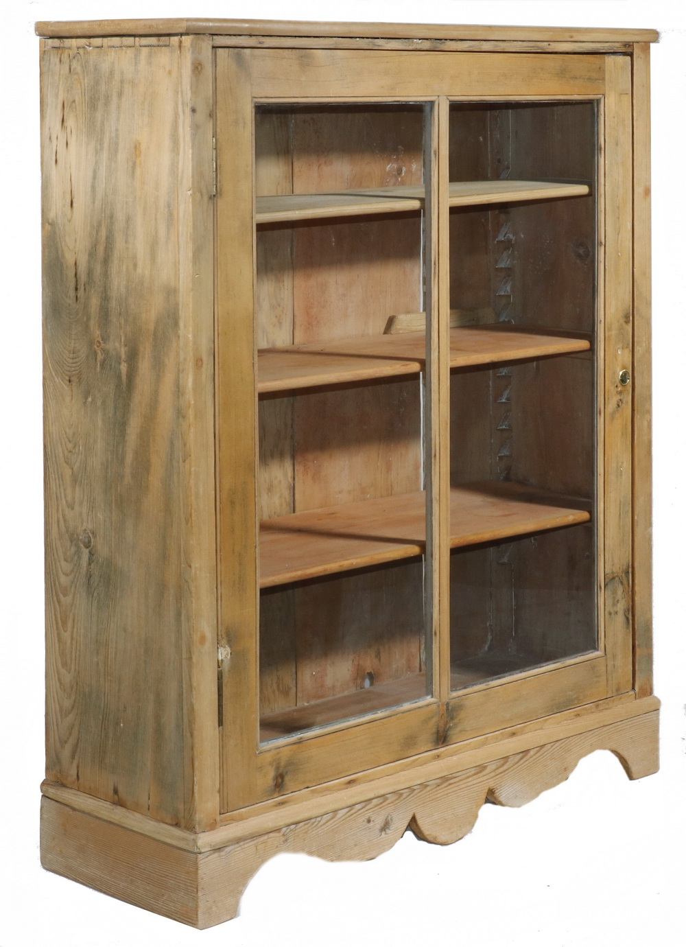 Appraisal: SCRUBBED PINE DISPLAY CABINET Scrubbed pine glass door display cabinet