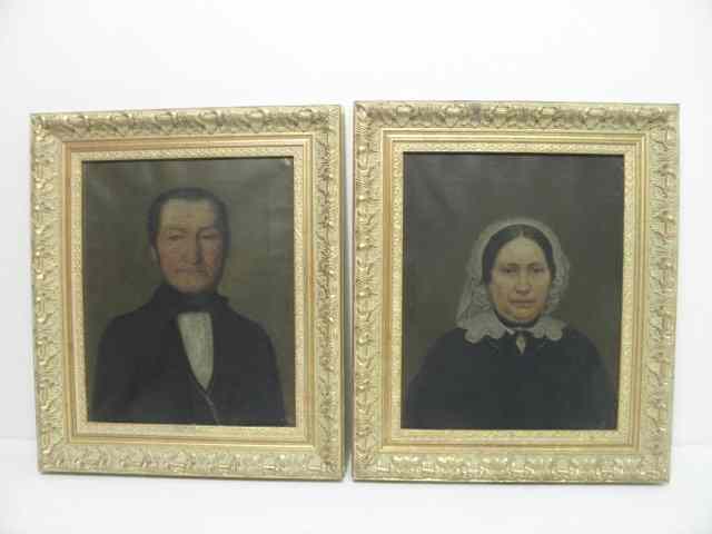 Appraisal: Two th century framed portrait paintings One depicting a man