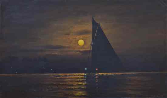 Appraisal: Charles S Dorion American th th century Moonlit Sail oil