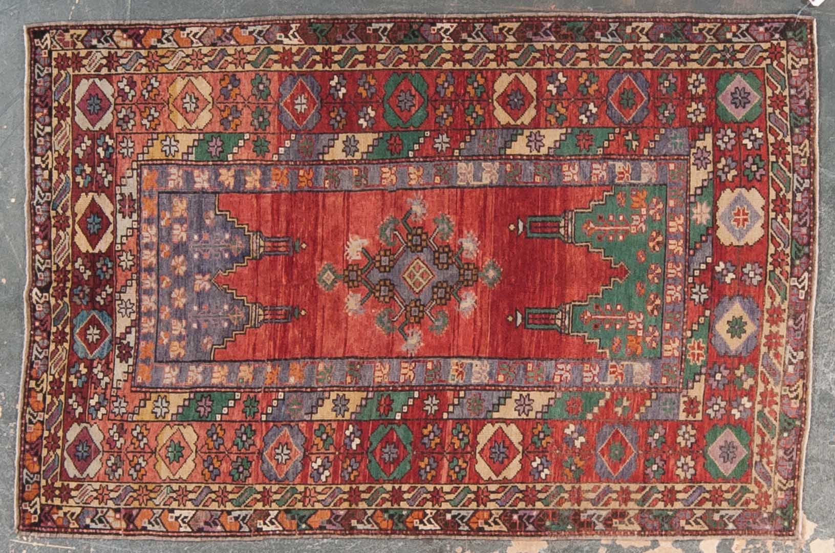 Appraisal: Antique Turkish rug approx x Turkey circa