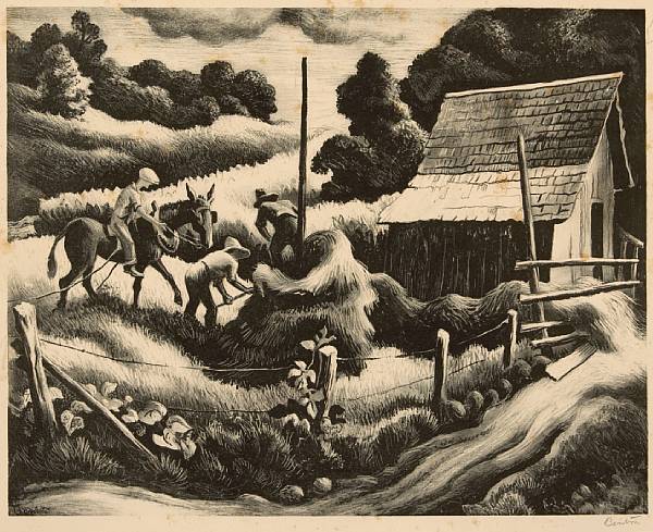 Appraisal: Thomas Hart Benton American - Haystack F Lithograph printed on