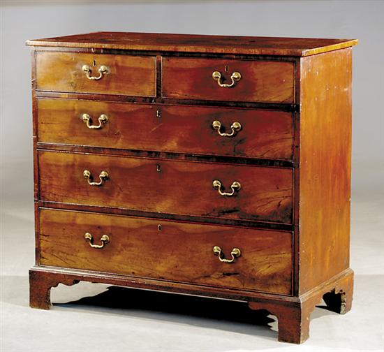 Appraisal: Georgian style mahogany chest of drawers mid th centuryrectangular crossbanded