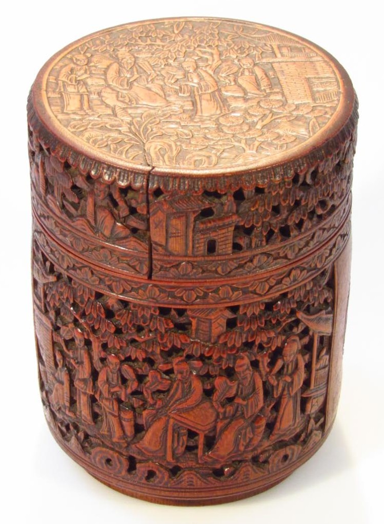 Appraisal: A Chinese late Qing period bamboo jar and cover the