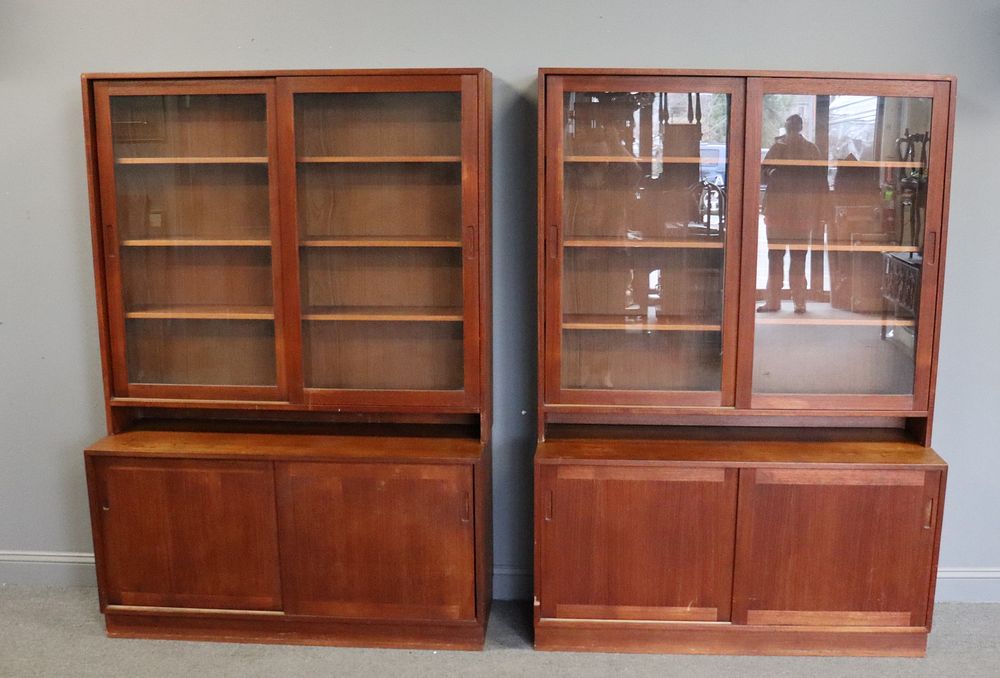 Appraisal: Midcentury Pair Of Swedish Teak Sliding Door Cabinets From a