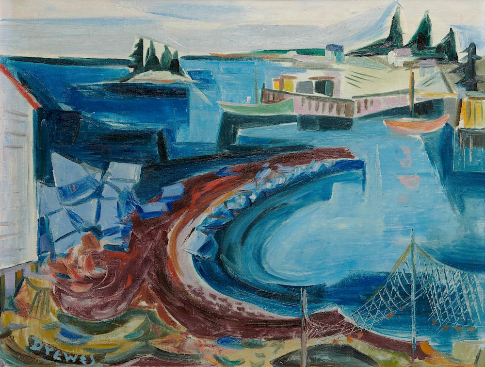 Appraisal: WERNER DREWES German American - Maine Harbor oil on canvas