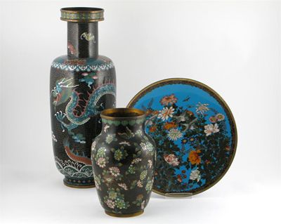 Appraisal: Two Chinese cloisonn vases one decorated with dragons the other