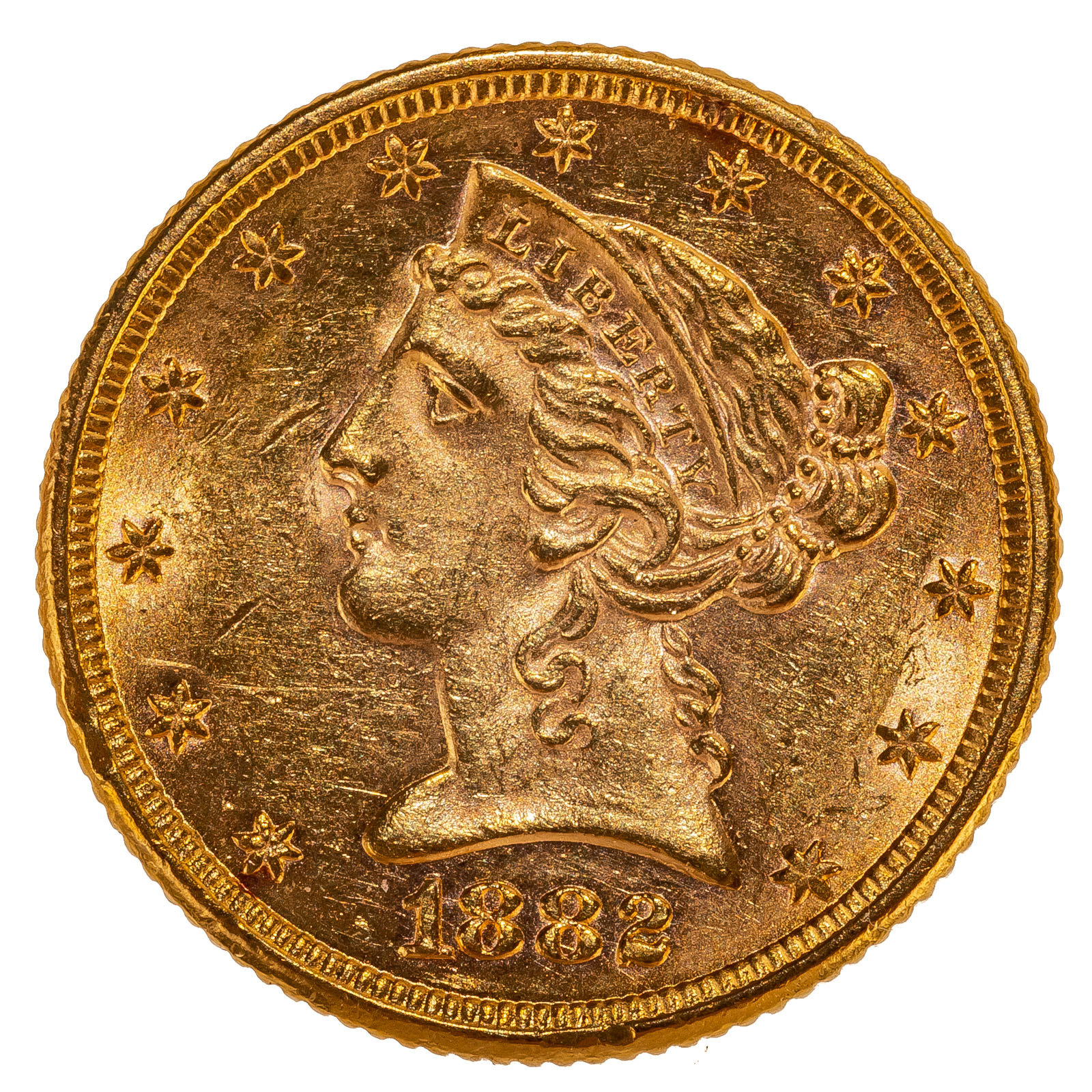 Appraisal: LIBERTY GOLD HALF EAGLE UNC DETAILS Obverse lightly cleaned with