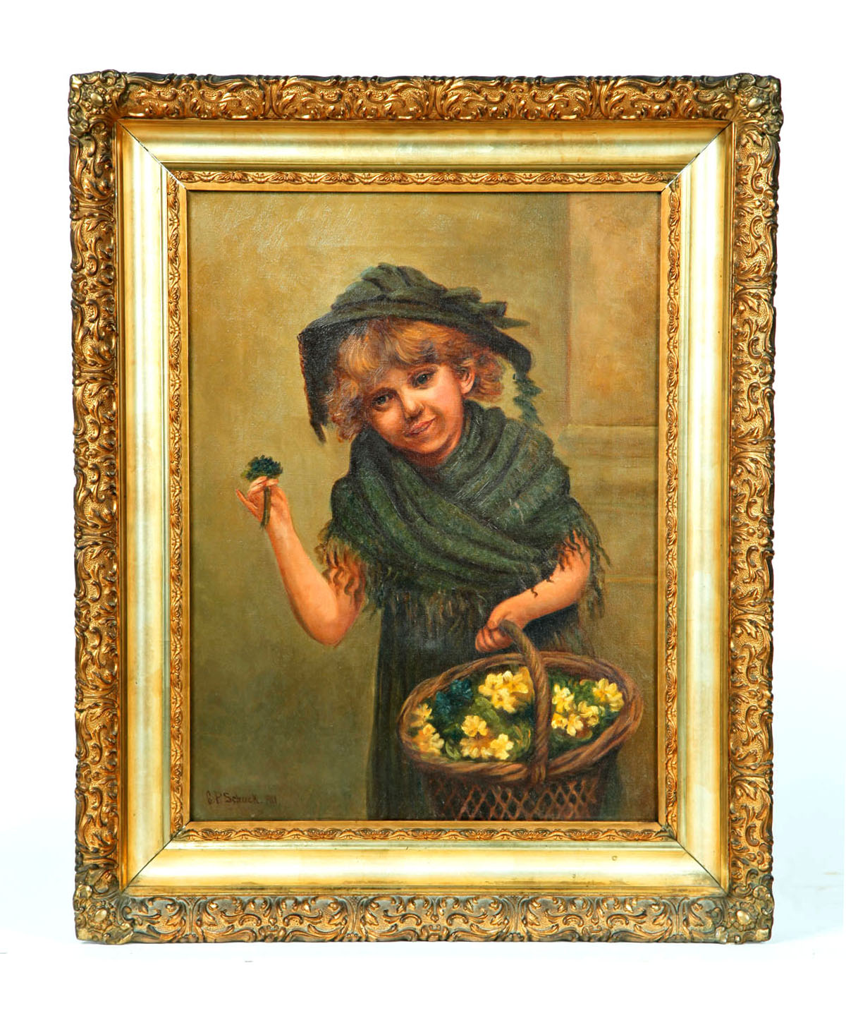 Appraisal: PORTRAIT OF A POSY SELLER BY G P SCHUCK AMERICAN