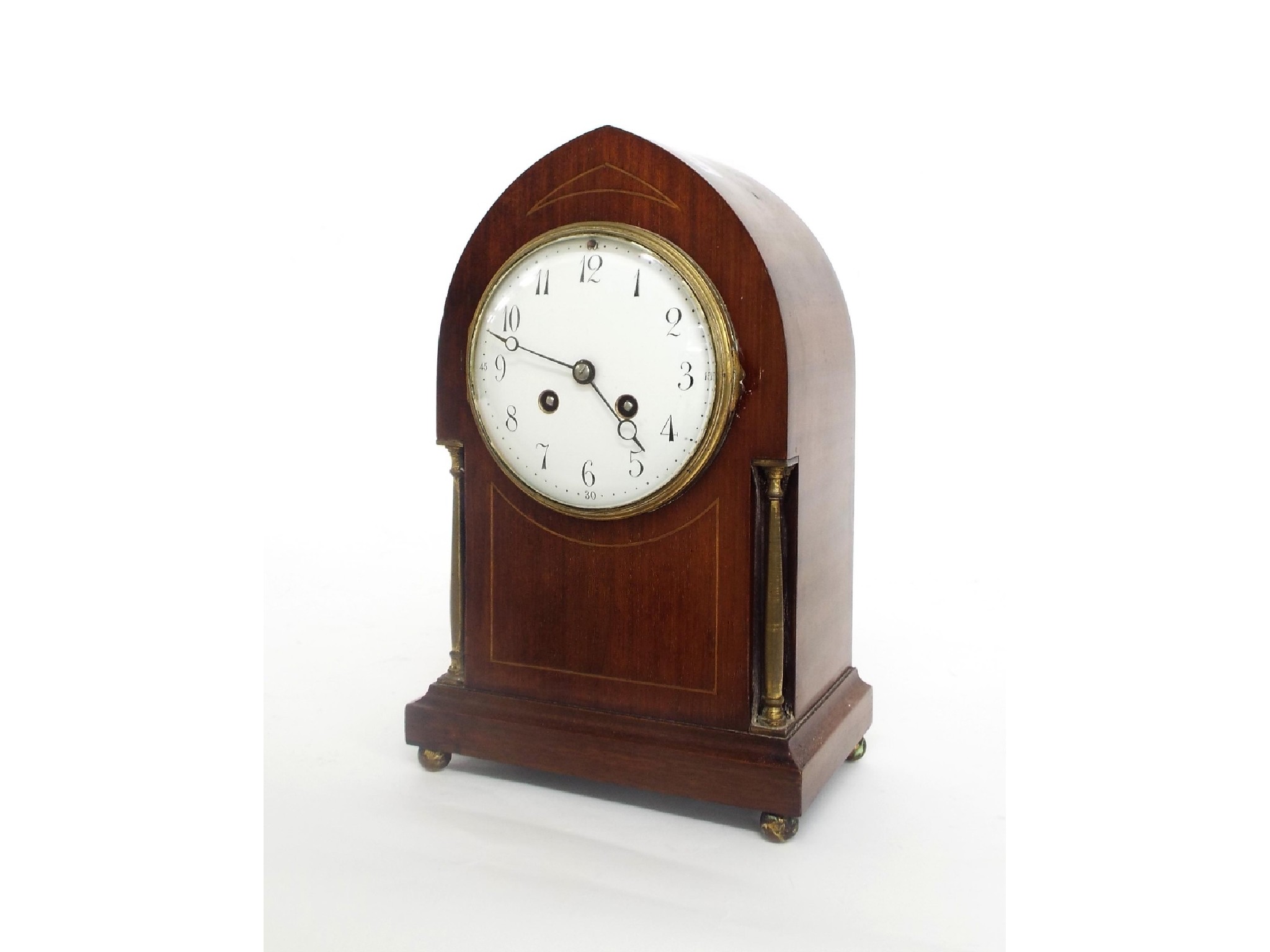 Appraisal: Mahogany two train mantel clock the Japy Freres movement striking