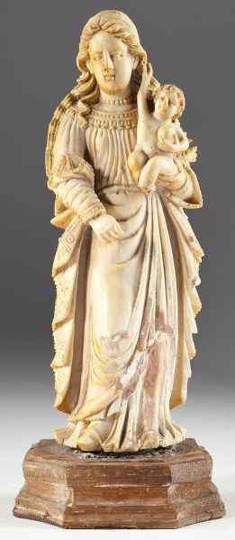 Appraisal: Italian Renaissance Carved Ivory Madonna and Child th century flowing