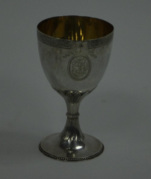 Appraisal: A George III silver goblet John Lassiter London with lotus