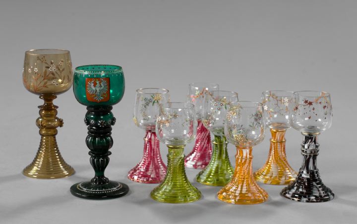 Appraisal: Collection of Nine Glass Wine Goblets consisting of a good