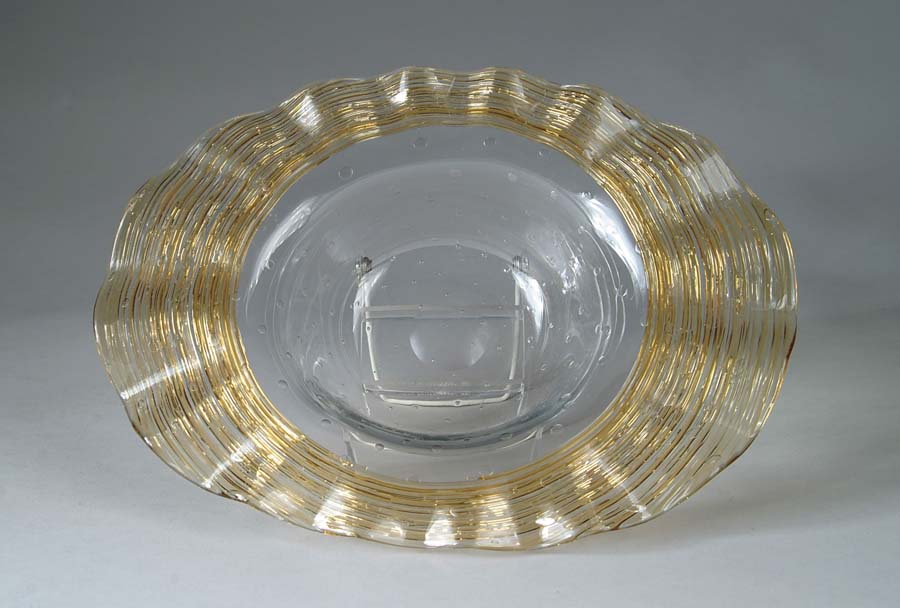 Appraisal: STEUBEN ART GLASS BOWL Clear bowl with controlled bubbles and