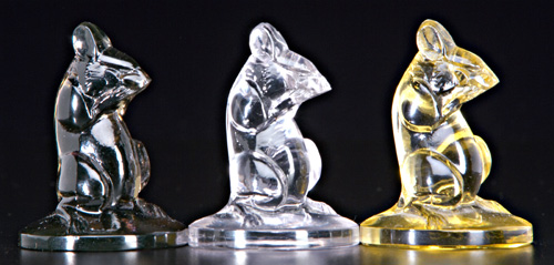 Appraisal: R LALIQUE Three letter seals Souris clear topaz and yellow