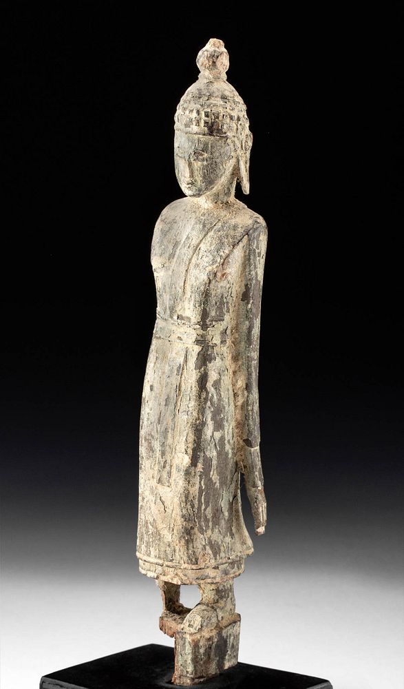 Appraisal: Late th C Early th C Thai Wood Standing Buddha