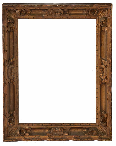 Appraisal: A CARVED PINE GILDED PICTURE FRAME with flowerhead and shell