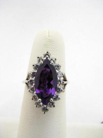 Appraisal: Lady's k WG Marquise Amethyst Diamond Ring