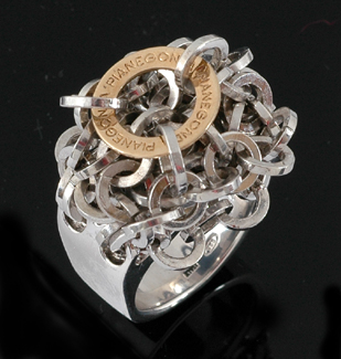 Appraisal: A silver and gold ring by Pianegonda The contemporary sterling