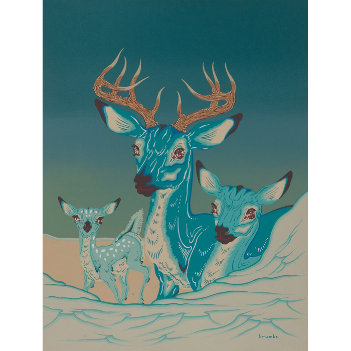 Appraisal: Woody W Crumbo American - ''Scenes with Deer '' c