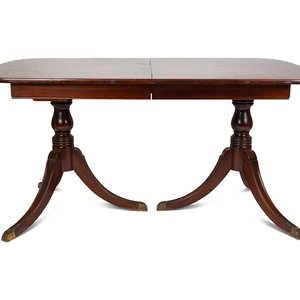 Appraisal: A Regency Style Mahogany Double-Pedestal Dining Table th Century Height