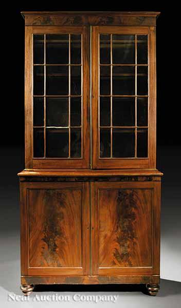 Appraisal: An American Classical Mahogany Bookcase on Cabinet early th c