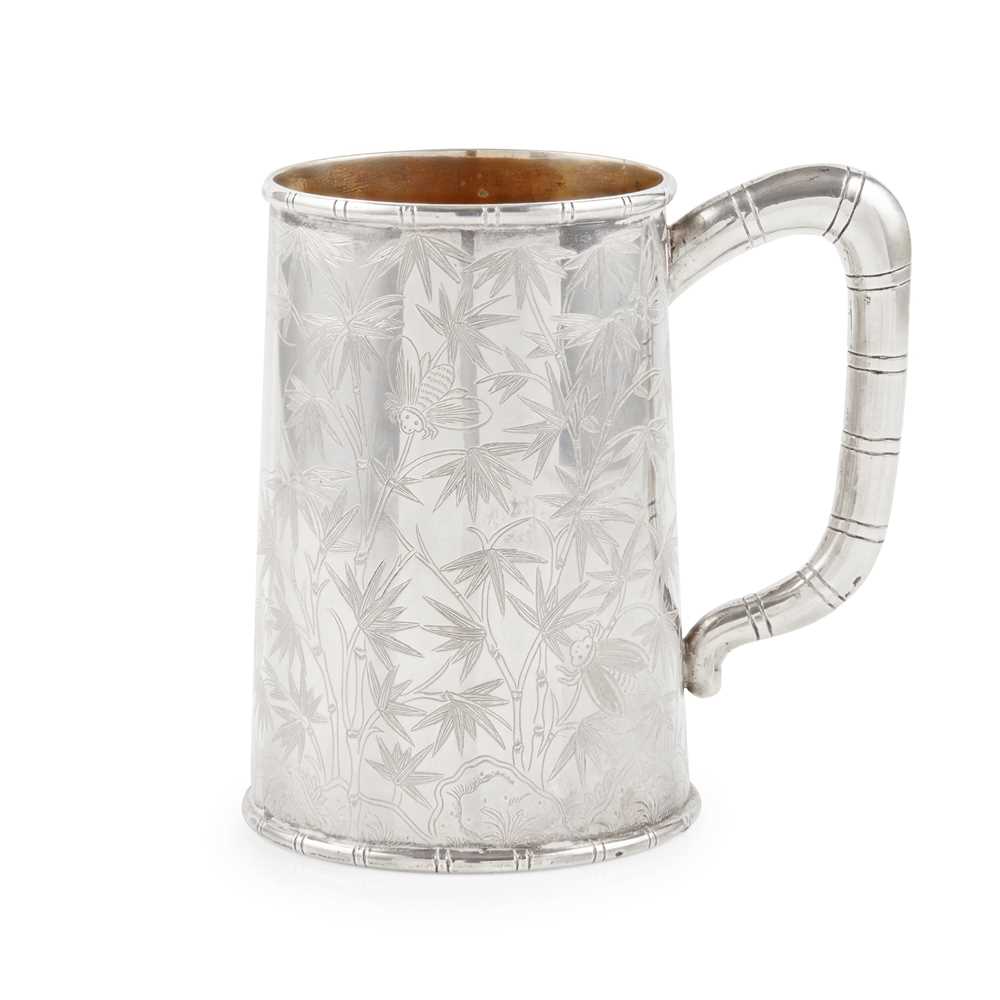 Appraisal: CHINESE EXPORT SILVER 'BAMBOO' TANKARD QING DYNASTY LEE CHING CANTON