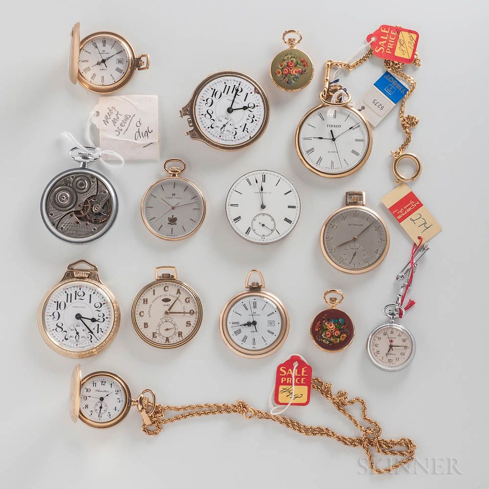 Appraisal: Fourteen Pocket Watches from the Hamilton Watch Co Archives Fourteen