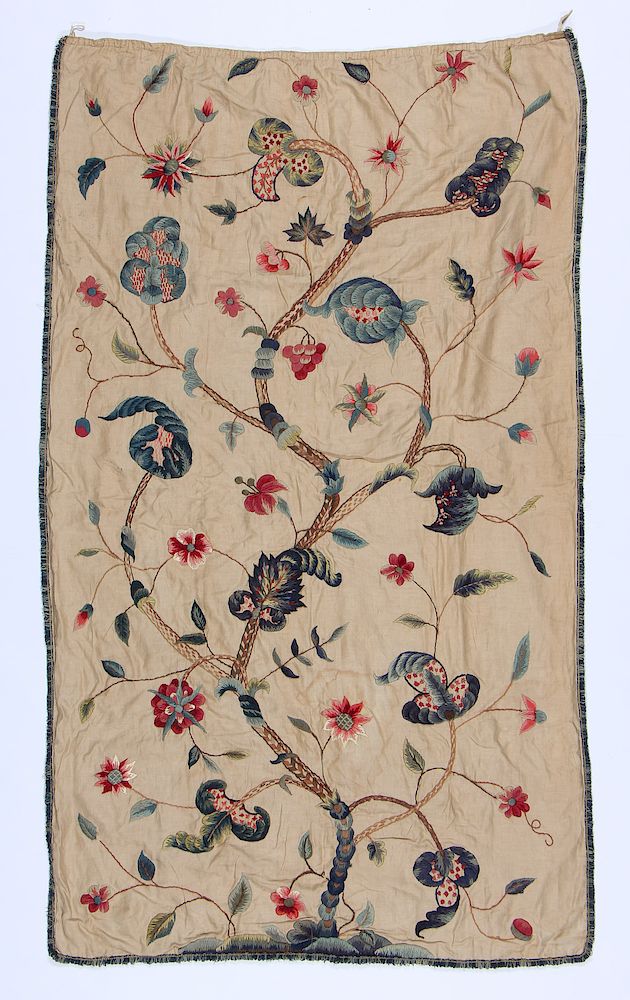 Appraisal: Wool Embroidered Coverlet England Circa A Beautiful Wool Embroidered Textile