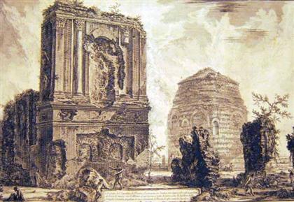 Appraisal: piece Engraving Piranesi Francesco A Veduta del Sepolcro di Pisone