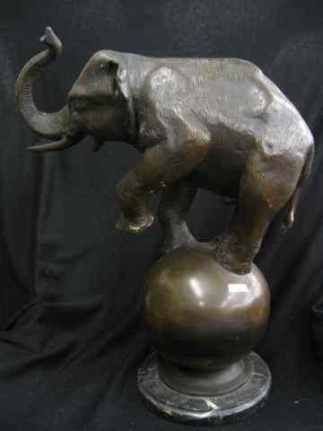 Appraisal: Bronze Statue of an Elephant on a Ball '' tall