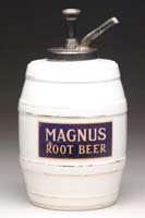 Appraisal: MAGNUS ROOT BEER CERAMIC SYRUP DISPENSER Barrel shaped dispenser lettered