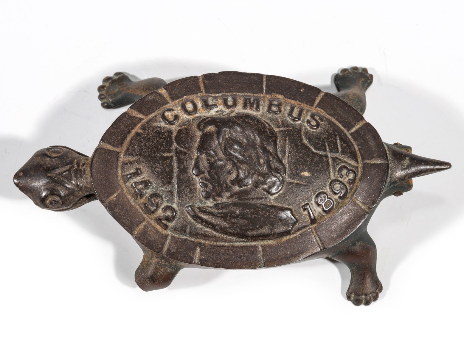 Appraisal: COLUMBUS IRON TURTLE MATCH SAFE STRIKER C Measures inches long