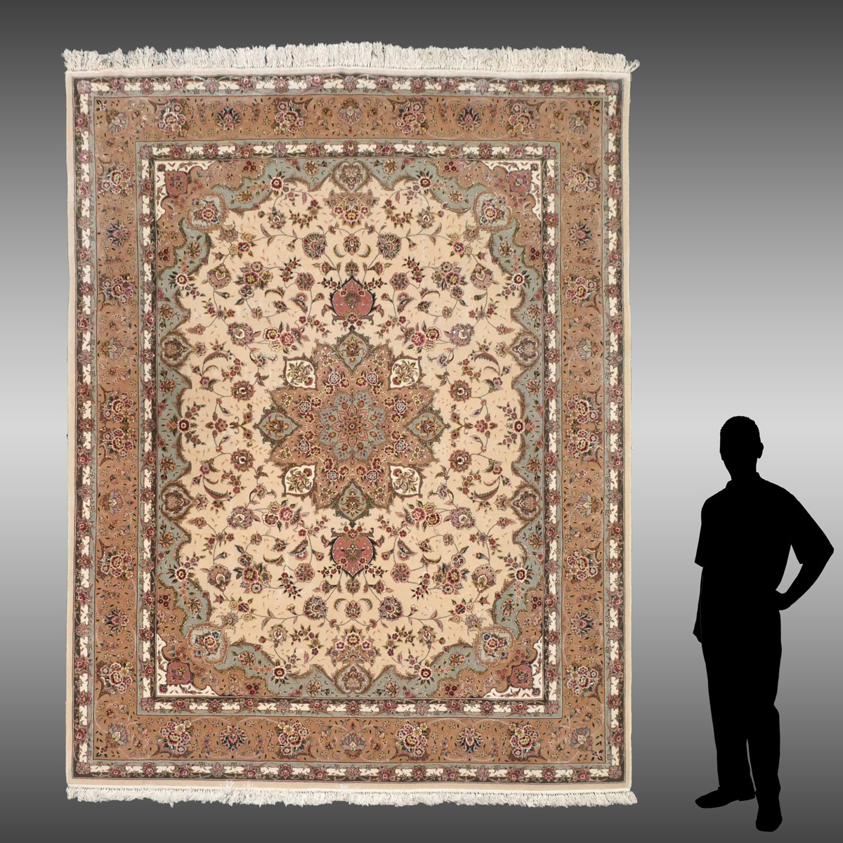 Appraisal: PERSIAN FINELY HAND KNOTTED WOOL RUG WITH SILK HIGHLIGHTS '