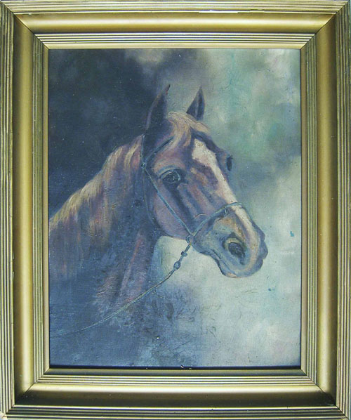 Appraisal: Oil on canvas horse portrait early th c x together