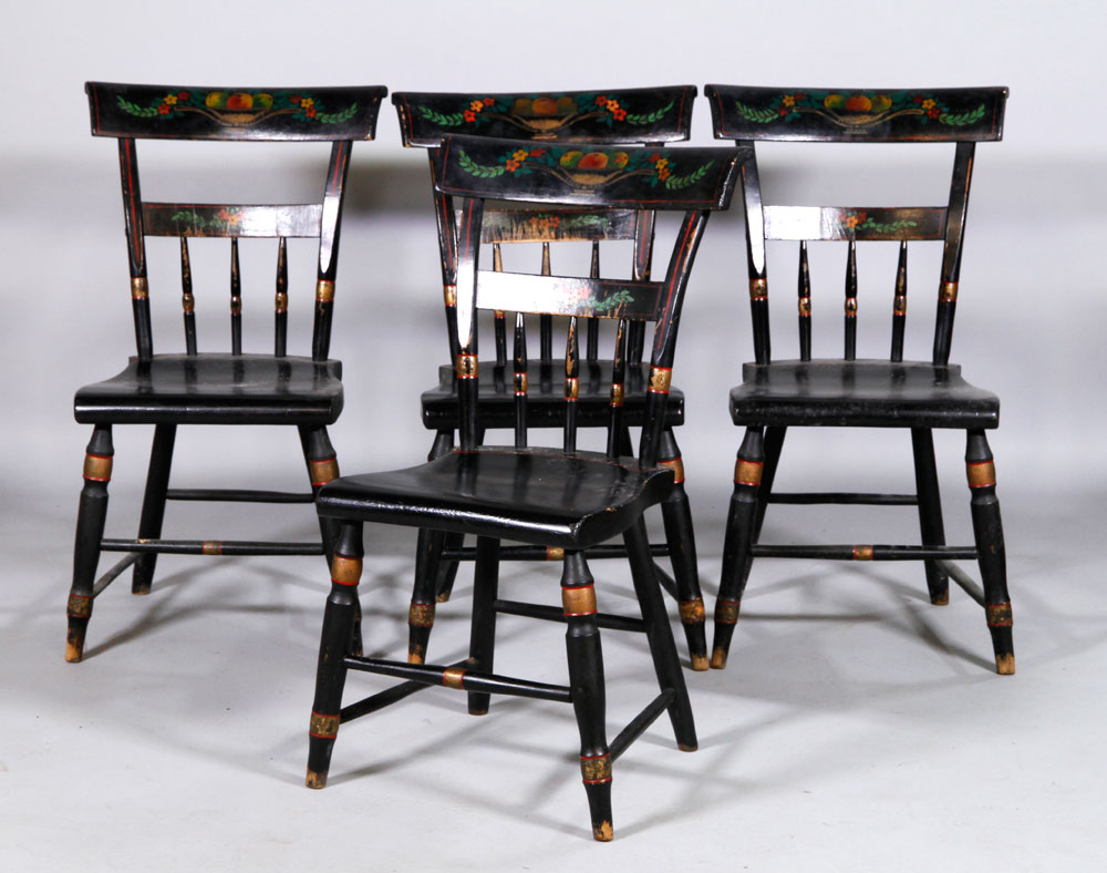 Appraisal: - th C Country Chairs Set of four th century