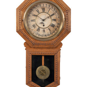 Appraisal: An Oak School Wall Clock Late th Century with partially