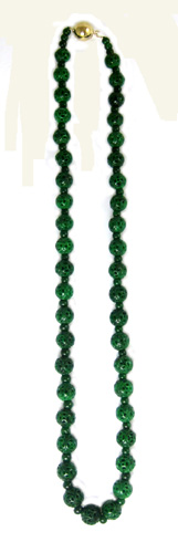 Appraisal: CHINESE JADE AND FOURTEEN KARAT GOLD NECKLACE strung with carved