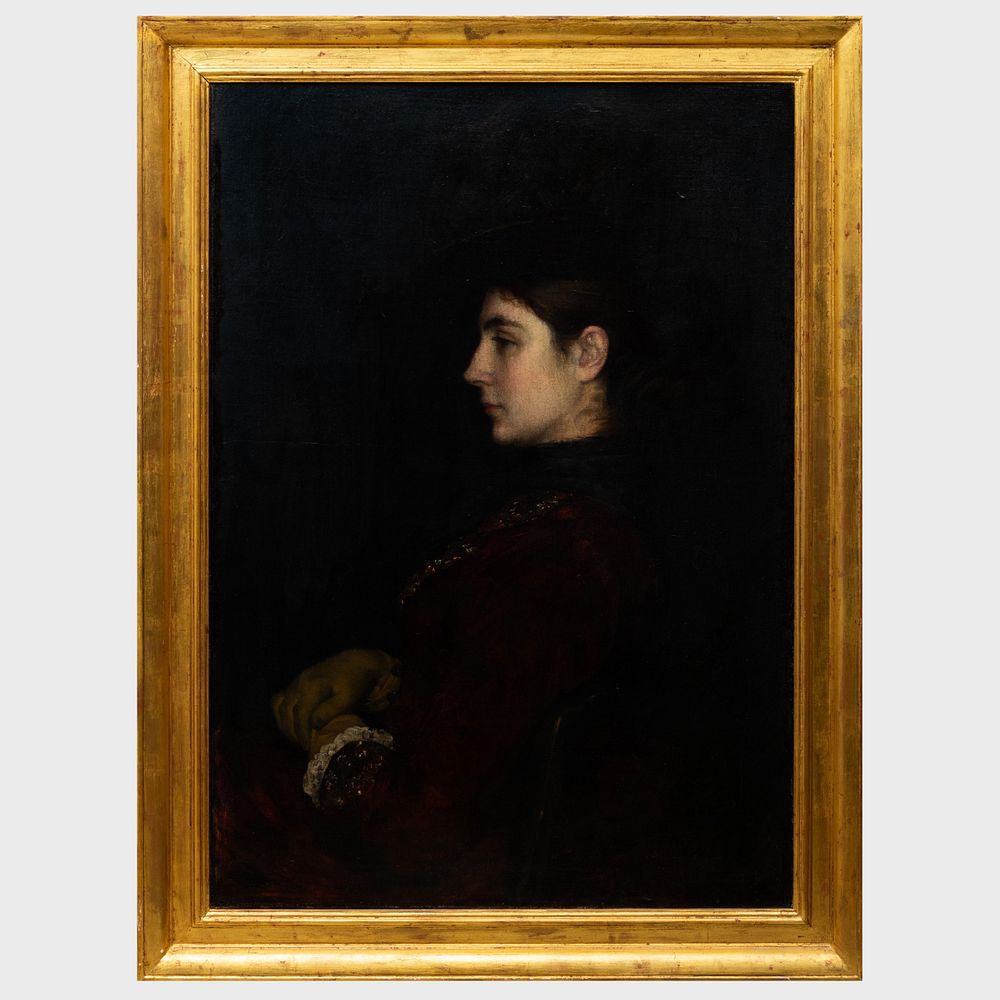 Appraisal: European School Woman in Profile Oil on canvas unsigned lined