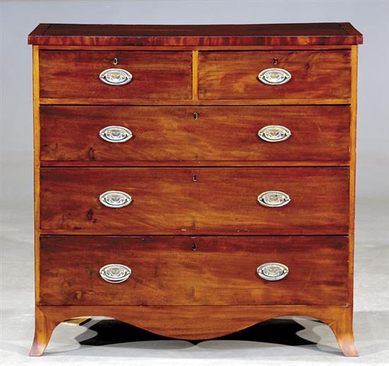 Appraisal: George III style inlaid mahogany chest of drawers circa rectangular