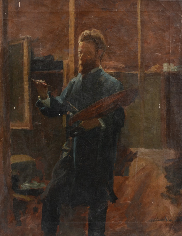 Appraisal: GOOD MYSTERY PAINTING ARTIST IN HIS STUDIO VAN GOGH Oil