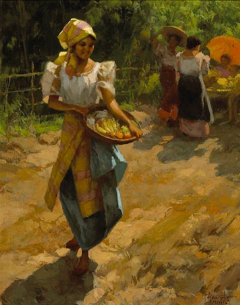 Appraisal: n a Fernando Cueto Amorsolo Filipino - A Young Girl