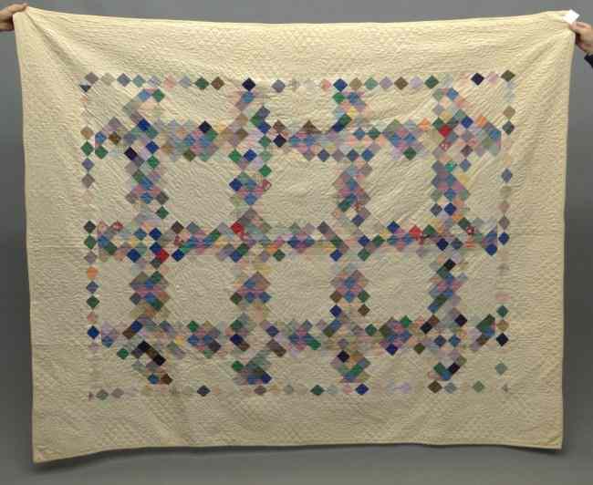 Appraisal: Pair C 's geometric squares quilts '' x ''