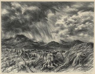 Appraisal: Storm Taos Country by Ira Moskowitz Ira Moskowitz - Storm