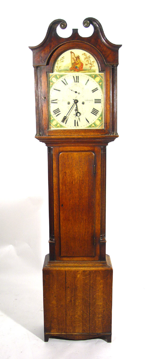 Appraisal: th Century oak long case clock the broken swan neck