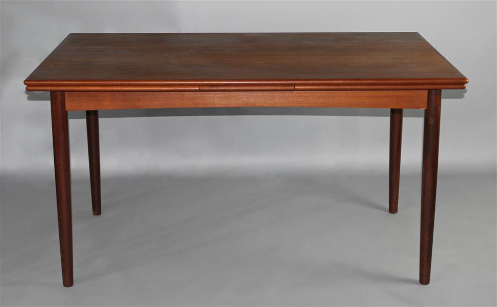 Appraisal: DANISH MODERN TEAK EXTENSION DINING TABLE stamped Made in Denmark