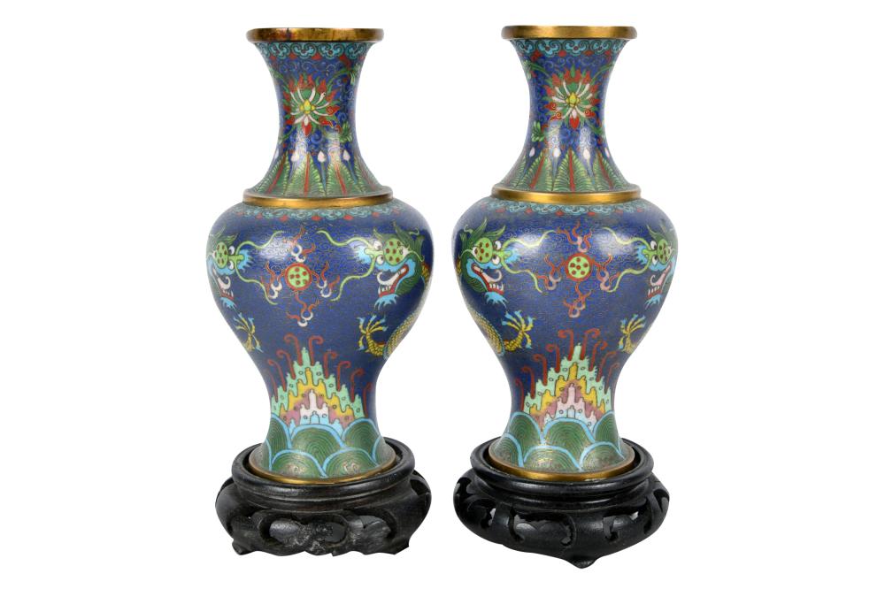 Appraisal: TWO SMALL CHINESE CLOISONNE VASESseal mark to underside further marked