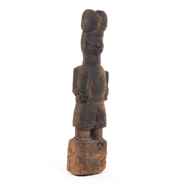 Appraisal: AFRICAN ANTIQUE BANTU GUARDIAN FIGURE African guardian reliquary figure carved