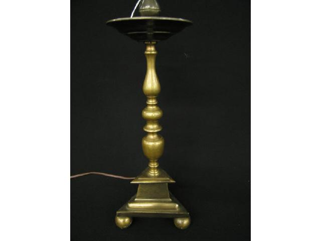 Appraisal: Early Brass Candlestick Lamp triangular tall body