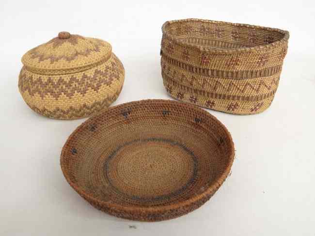 Appraisal: Lot three Native American baskets